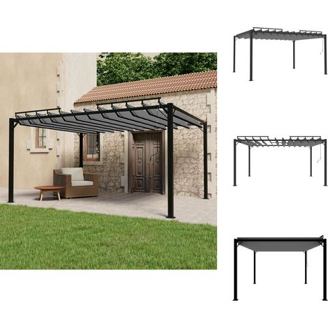 Pavillons & Partyzelte - Living Pergola mit Lamellendach 3x4 m Anthrazit Stoff und Aluminium (1/5)
