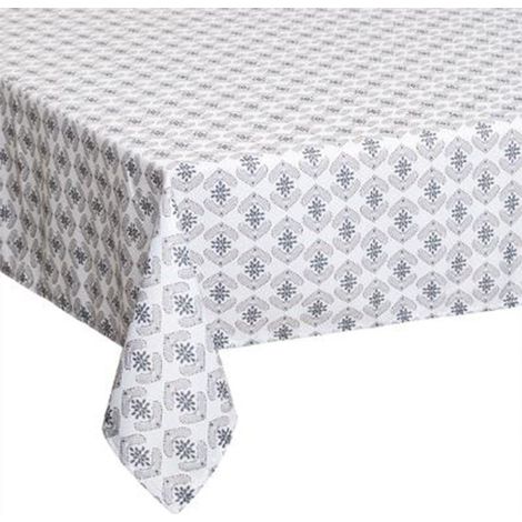 Nappe Antitache à Motifs "Hindi" 140x240cm Gris (1/3)
