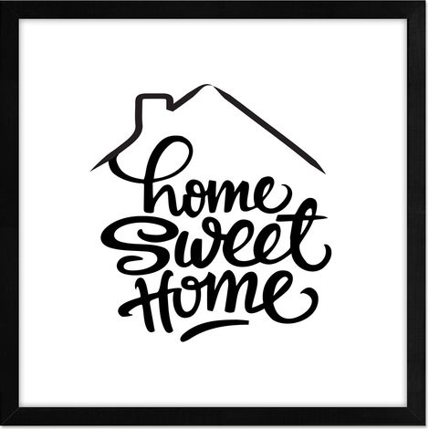 Lupia - Quadro Moderno in legno mdf con Cornice OPTICAL in Legno Sottile Nera HOME SWEET 32x32 cm, Poster con Frasi motivazionali, decorazione arredo Casa, Ufficio, Regalo, Pronto da Appendere