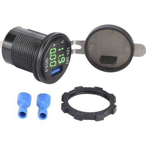 Chargeur USB 3.0 de voiture 3 en 1 avec voltmètre numérique, ampèremètre, surveillance, charge rapide pour PhoneGreen (1/5)