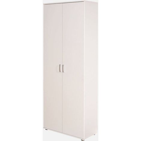 Dmora Armadio 2 ante con ripiani, color bianco, 70x34x189h, con imballo rinforzato (1/5)