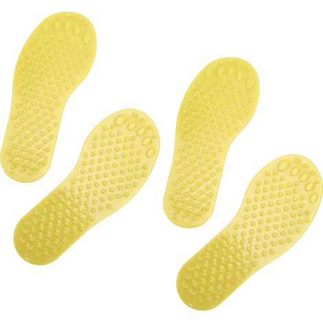 Paire de marqueurs de sol en forme de pied, en PVC antidérapant, pour l'apprentissage et l'éducation préscolaire (maternelle et CP), jaunes. (1/5)