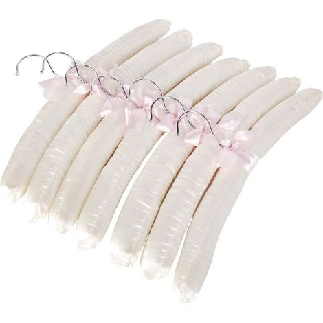 Cintres de chemisier rembourrés en satin luxueux de 15,2 pouces pour robes, mariée, lingerie, articles en laine, etc., paquet de 10 en blanc crème (1/5)