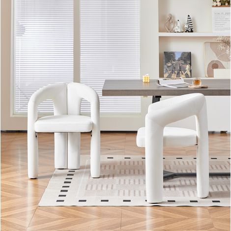 Pack de 2 sillas de comedor de terciopelo beige con reposabrazos, carga máx. 150 kg (1/5)