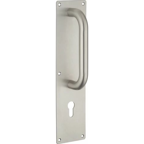 Thirard – Poignée de tirage inox 300x75 mm – Plaque pour cylindre européen – Résistante à la corrosion – Installation rapide sur porte en bois