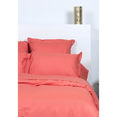 Taie d'oreiller - COTE DECO - Uni Coton - 63x63 cm - Corail - 100% Coton (1/2)