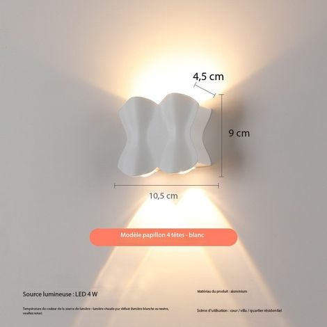 LED-Wandleuchte für den Innen- und Außenbereich, IP54 wasserdicht, 4 W, für Schlaf-/Wohnzimmer, 220 V, warmweiß, 3200 K (1/4)