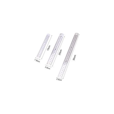 3 Pcs Réglet 15cm 20cm 30cm Outil Règle pour Étudiants et Bureau (Règle en acier inoxydable), argent (1/4)