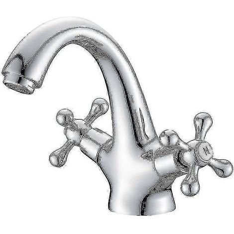 Robinet mitigeur de salle de bain chromé vintage avec cartouche à disque céramique, robinet de lavabo rétro (1/5)
