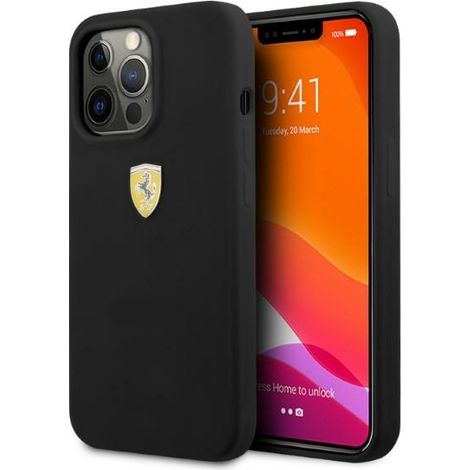 Funda rígida Ferrari FESSIHMP13XBK para iPhone 13 Pro Max 6,7, color negro/negro, de silicona MagSafe (1/5)