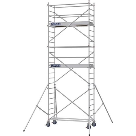 DUARIB - Échafaudage roulant aluminium Docker – Version lisses – Largeur 85 cm – Hauteur max 11,90 m – Longueur 2,05 / 2,54 / 2,95 m - Hauteur de plateau 4,9 m - L 2,05 x l 0,85 m