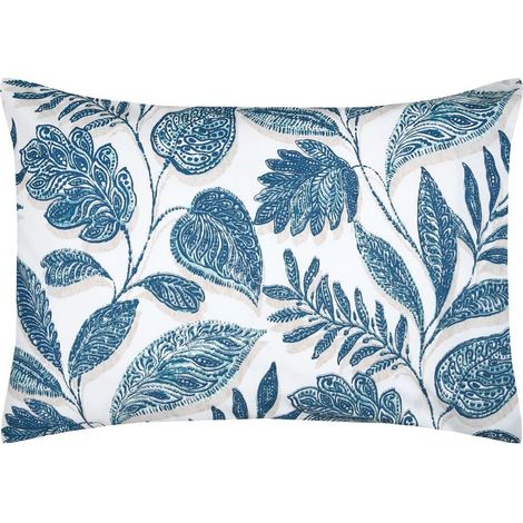 Taie d'oreiller percale de coton motif feuillage 50x70cm