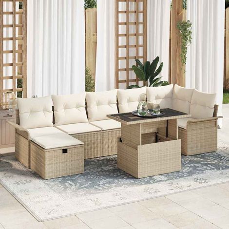 Teenpull – Gartensofa-set 8 Stk. Beige Poly-Rattan (1/5)