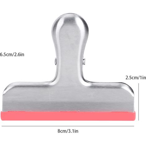 Clips de fermeture en acier inoxydable antidérapant avec bande de silicone, 4 couleurs, pour sceller les étiquettes et les sacs alimentaires. (1/5)