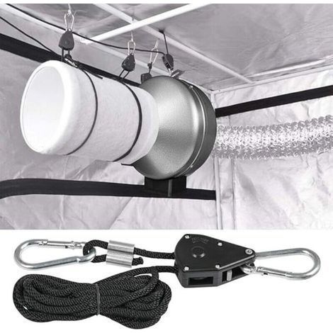 2,4 m langes Ratschenseil – Maximale Belastung 150 lbs – Hochfestes Nylon – Set mit 4 verstellbaren Haken für Lampen und Sonnensegel (1/3)