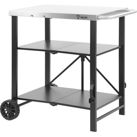 BBQ-Toro Grillwagen klappbar 60 x 80 x 82 cm, Silber/Schwarz, Servierwagen, Tischwagen, Grilltisch (1/5)