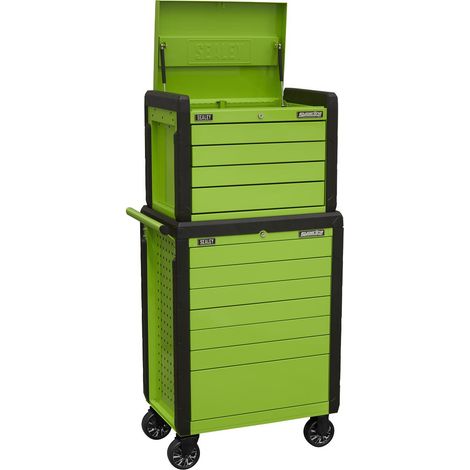 Sealey Superline PRO® Push-To-Open Topchest & Rollcab Combination 11 Drawer - Green APPDSTACKG