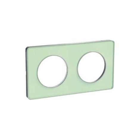 Plaque translucide verre avec liseré alu 2 postes horiz./vert. 71mm Odace Touch SCHNEIDER S530804S (1/3)