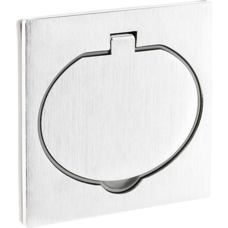 Zenitech – Prise de sol 2P+T 16A IP44 aluminium brossé – Clapet protection 90° – Boîte encastrement Ø67mm – Pour intérieur et extérieur