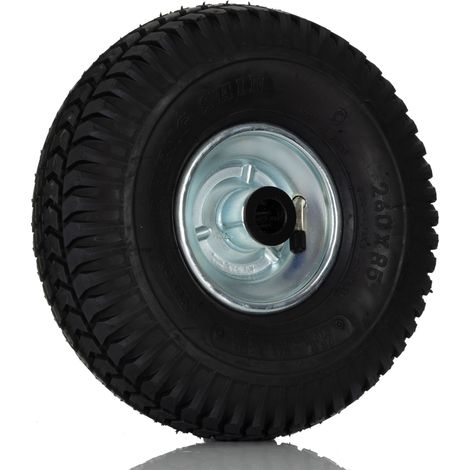 Roue de chariot Caoutchouc Noir 260mm x 85mm, alésage 20mm, longueur 75mm, Roulement à rouleaux, Capacité de 200kg ( Prix pour 1 )