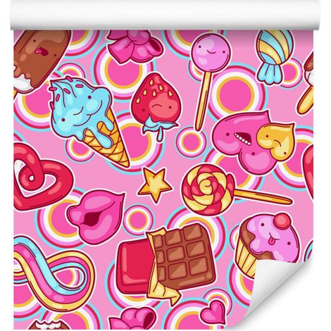 Papel pintado de dulces alegres y coloridos para salón y dormitorio, 50x1000 cm. (1/5)