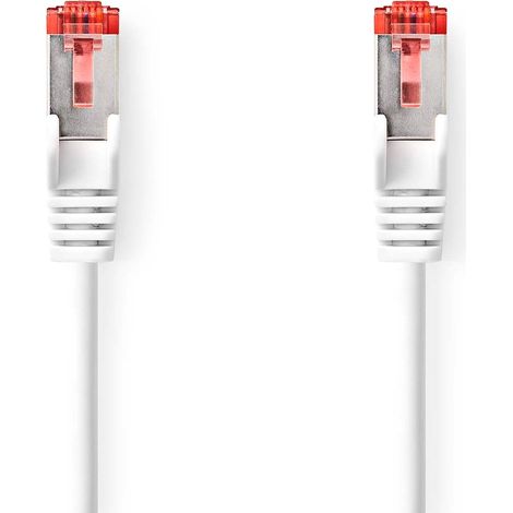 Cable de red CAT6  RJ45 macho  RJ45 macho  S/FTP  1,00m  Redondo  LSZH  Blanco  Etiqueta