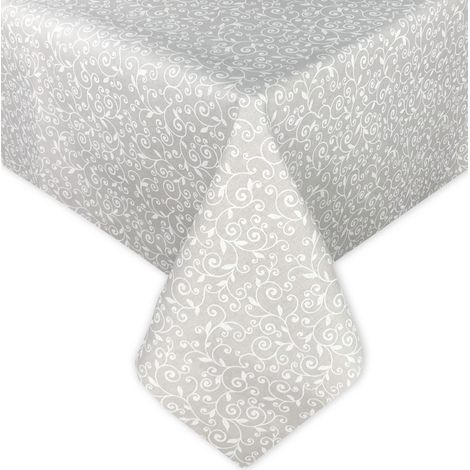 NAPPE DORY arabesque coton BLANC Cm.140x300 x18 personnes (1/4)