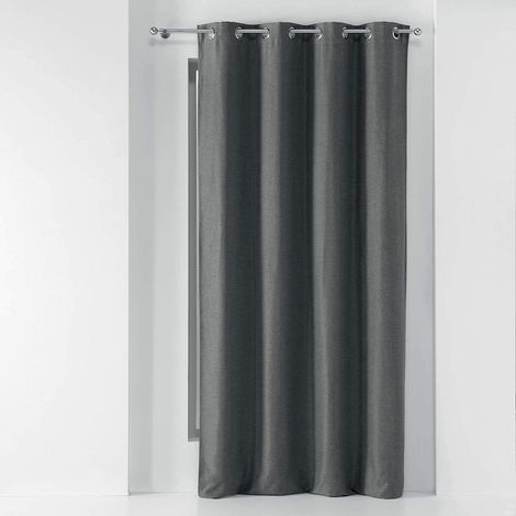 Rideau a oeillets 135 x 240 cm occultant chambray uni chinea Anthracite (1/4)
