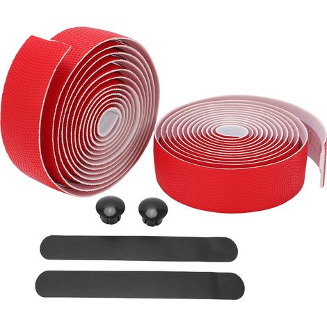 Correas de manillar de bicicleta de cuero sintético con estampado de ondas - Rojo (LGL) (1/5)