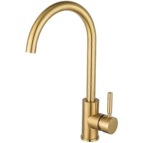 Waschtischarmatur, 360° schwenkbar, Waschtisch-Mischbatterie mit hohem Auslauf, Armatur für Bad oder kleine Küche, gebürstetes Gold