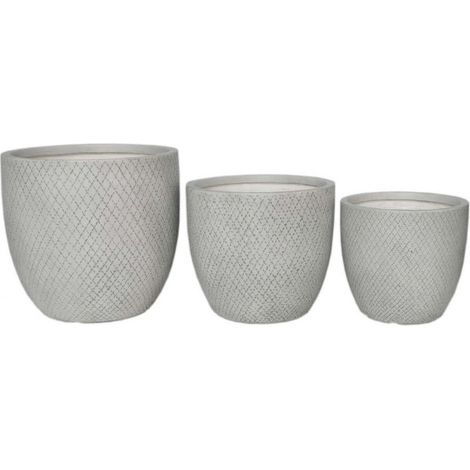 Set 3 Vasi Mimosa in Fibra di argilla Grigio (1/3)