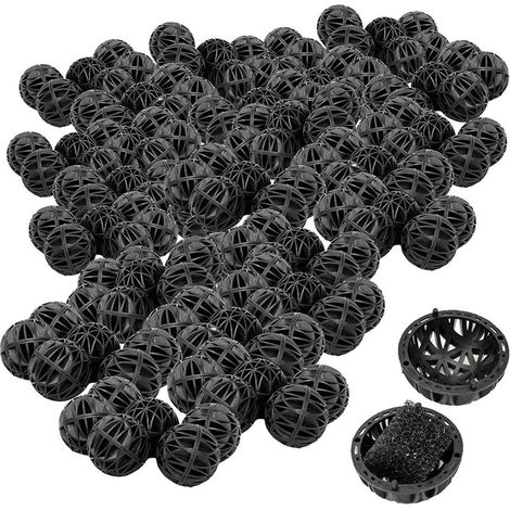 25 Pieces Aquarium Fish Tank Filter Bio Balls Aquarium Filtration Bio Ball Durable Easy to Clean Reduces Number of Water Changes, for External Filter, Aquarium, Pond, Aquarium—Black, 26mm (1/5)