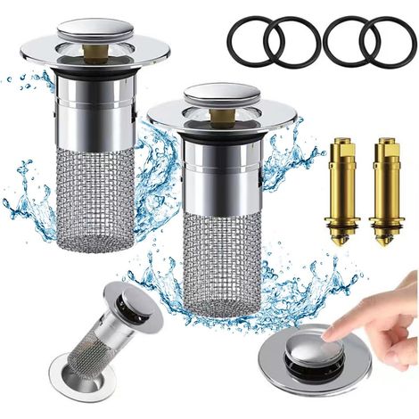 WaschbeckenstöPsel,Waschbeckenstöpsel für Waschbecken für 34-40mm Abfluss Ablauf, Abflussstopfen Waschbecken mit Haarsieb, Universal Pop Up Abflusssieb Dusche schnell ablaufend (Mit Haarfilter) (1/5)
