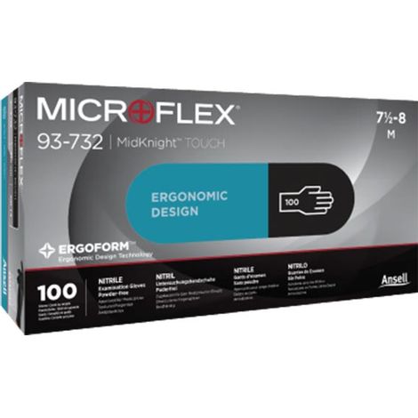 Gants Nitrile Microflex 93-732 Taille L boite de 100 Ansell (1/2)