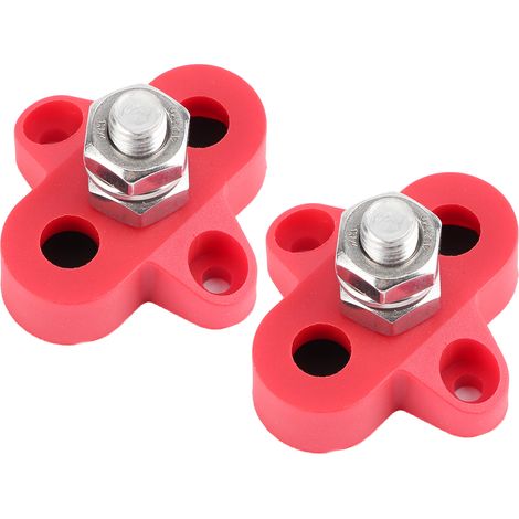 Lot de 2 bornes de distribution électrique robustes M8, pôle négatif, pour camions, camping-cars et bateaux (1/5)