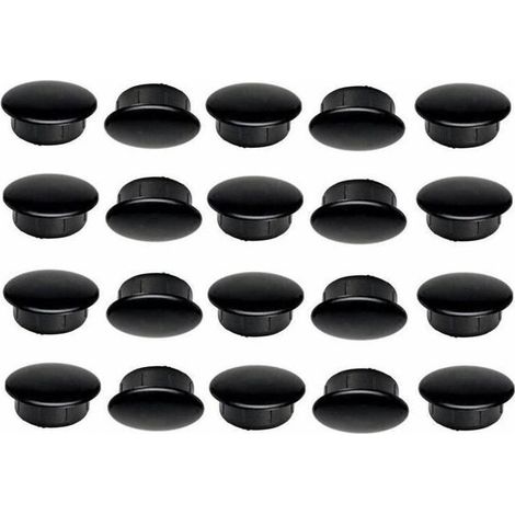 Lot de 20 bouchons plastiques noirs 20mm x 23mm – Capuchons de protection pour vis – Pour bois dur et teck (1/2)