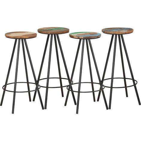 Barhocker 4 Stk. Massives Altholz vidaXL (1/5)