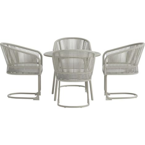 Tilos Gartenset Tisch 90x90cm 4 Stühle hellgrau.
