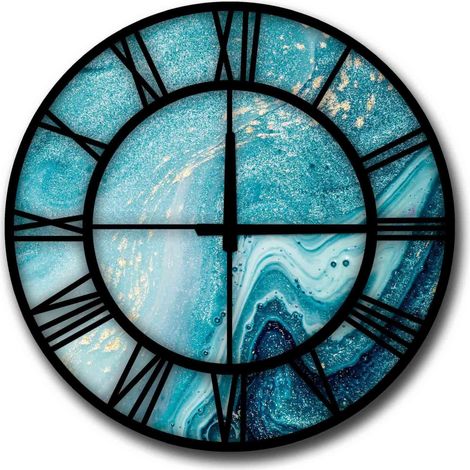 Reloj decorativo MDF con estilo azul