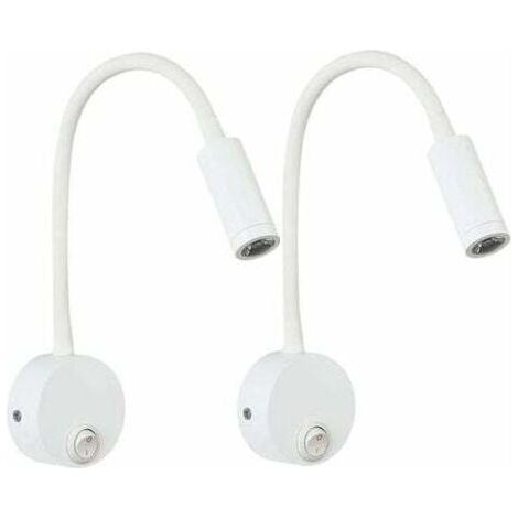 lot de 2 Applique de Lecture Blanc, Lampe Col de Cygne Flexible LED 3W Fixation Liseuse Murale avec interrupteur pour Chambres Salon Intérieur Salon (1/4)