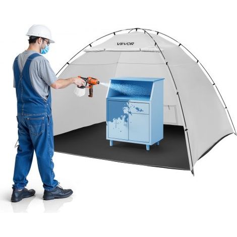 Cabina de Pintura Portátil, Área de Trabajo 295 x 292 x 202 cm, Impermeable, Tela Oxford 210D, con Suelo Integrado y Puerta Enrollable para Armarios, Sillas y Mesas, para Proyectos Fluidos (1/5)