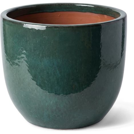 Pot grande taille d'extérieur LANCELOT 48x43cm jade, fait main en terre cuite émaillée, résistant au gel (1/2)