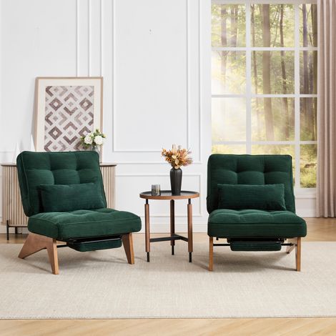Sillón relax reclinable 127 x 73 x 90 cm de tela acanalada verde oscuro FloraGrace (1/5)