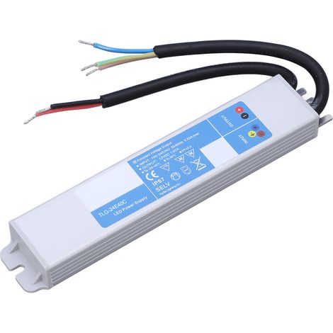Alimentation LED 40W 24V DC étanche IP67, transformateur extérieur 100-240VAC, adaptateur imperméable pour projecteurs et bandeaux lumineux. (1/5)
