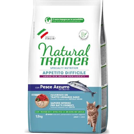 Natural Trainer Cat Adult Specialty Nutrition Appetito Difficile con Pesce Azzurro - Sacco 1,5 Kg -