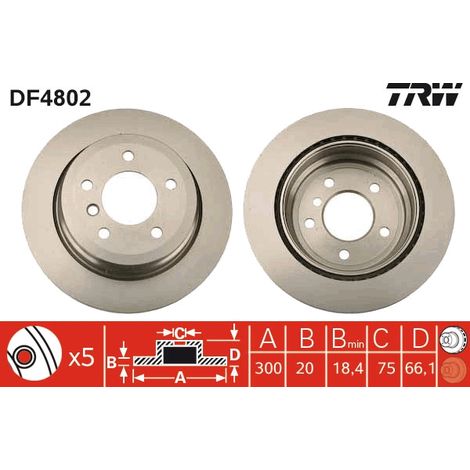 DISQUE DE FREIN ARRIÈRE DF4802 TRW (1/2)