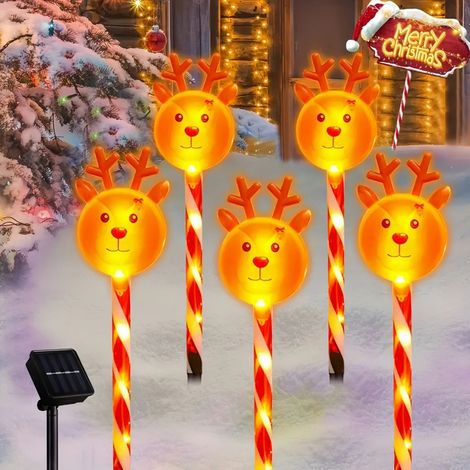Luminaire Solaire De Jardin - Applique Lumineuse Pour Extérieur Avec Piquet - Décoration De Noël Et Fêtes - 5 Pièces (1/5)
