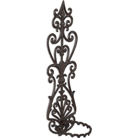 Portafiori da parete antico stile decorativo esterno 30 x 20 x 20 cm in ghisa nero 130011667