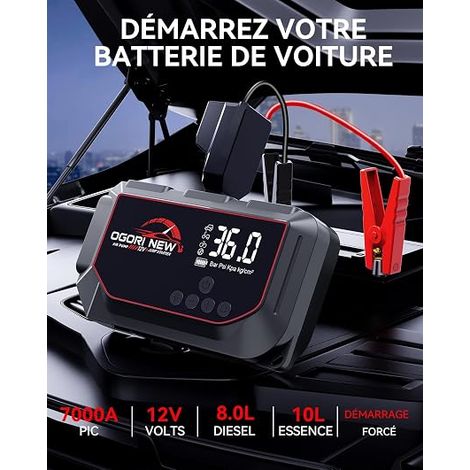 Booster Batterie Voiture avec Compresseur, Démarreur Batterie, Démarreur Voiture avec Gonfleur de Pneus, Jump Starter avec Powerbank et Chargeur USB (1/4)