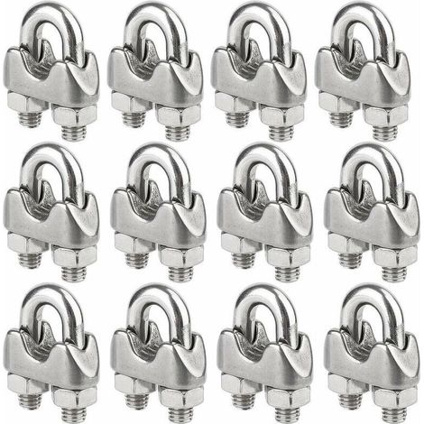 Lot de 12 serre-câbles étrie en acier inoxydable – Résistance à la rouille – Conception antidérapante pour câbles de 4mm (M4) (1/5)